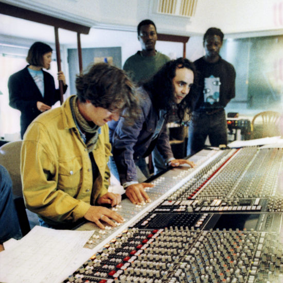 Farafina, Richard Evans and Daniel Lanois mixing the album at Real World Studios, 1992